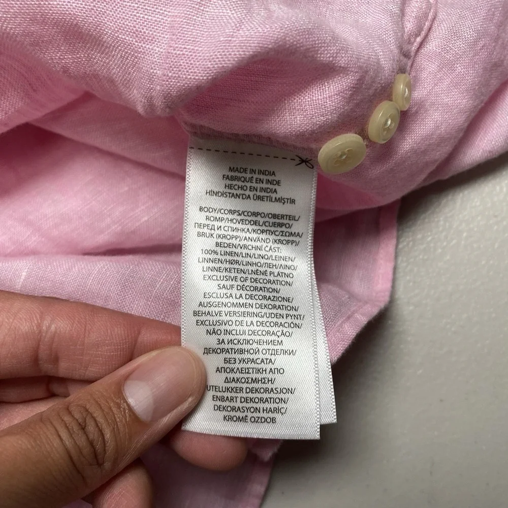Ralph Lauren Linen Shirt XL Men L/S Button Down Classic Fit Pink Vacation Preppy